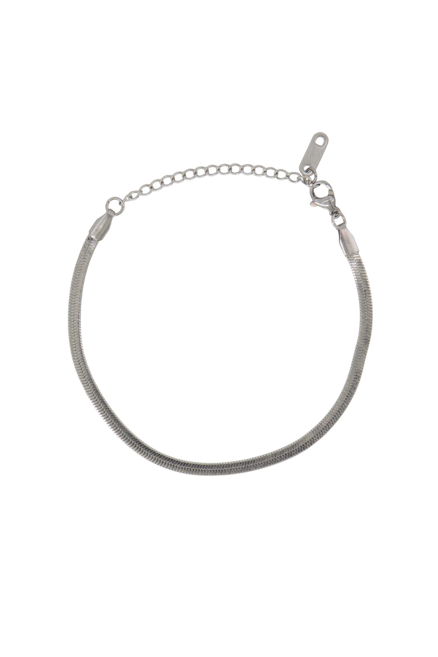 platte armband met visgraat structuur | zilver