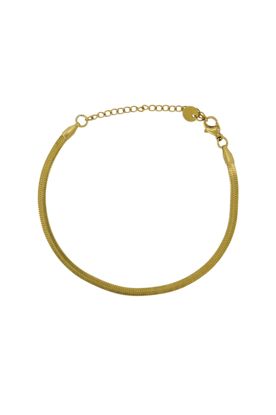 platte armband met visgraat structuur | goud