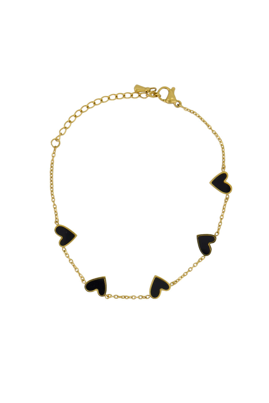 armband met hartbedel | black / gold