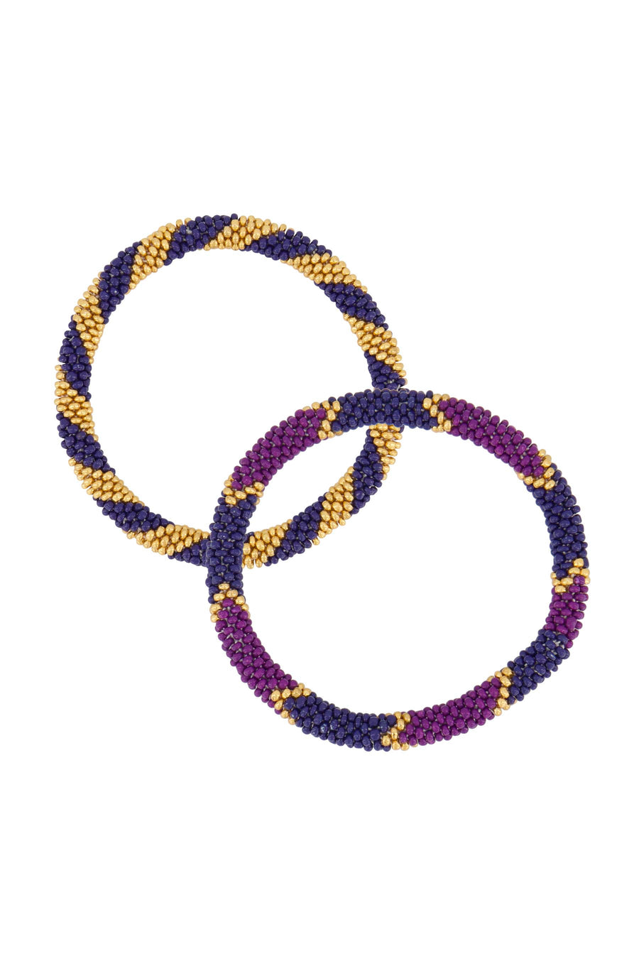 set van 2 kralen armbanden | mid purple / navy