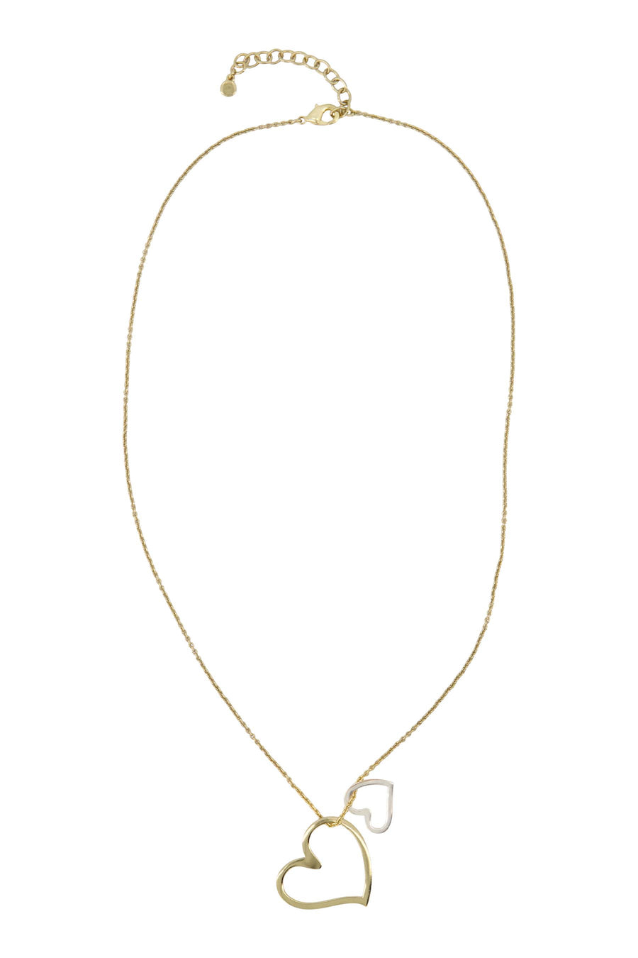 ketting met 2 gekleurde hartjes | gold / offwhite