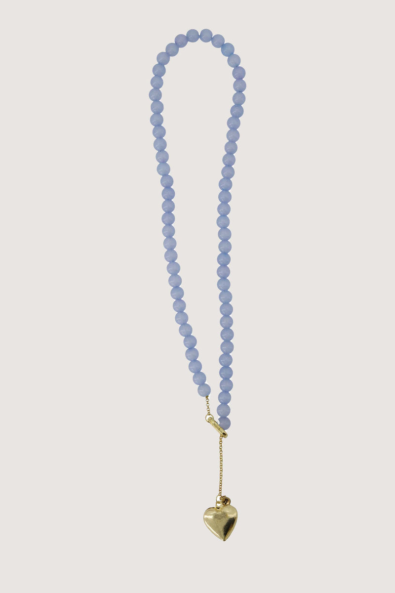 ketting van kralen met hart | sky blue