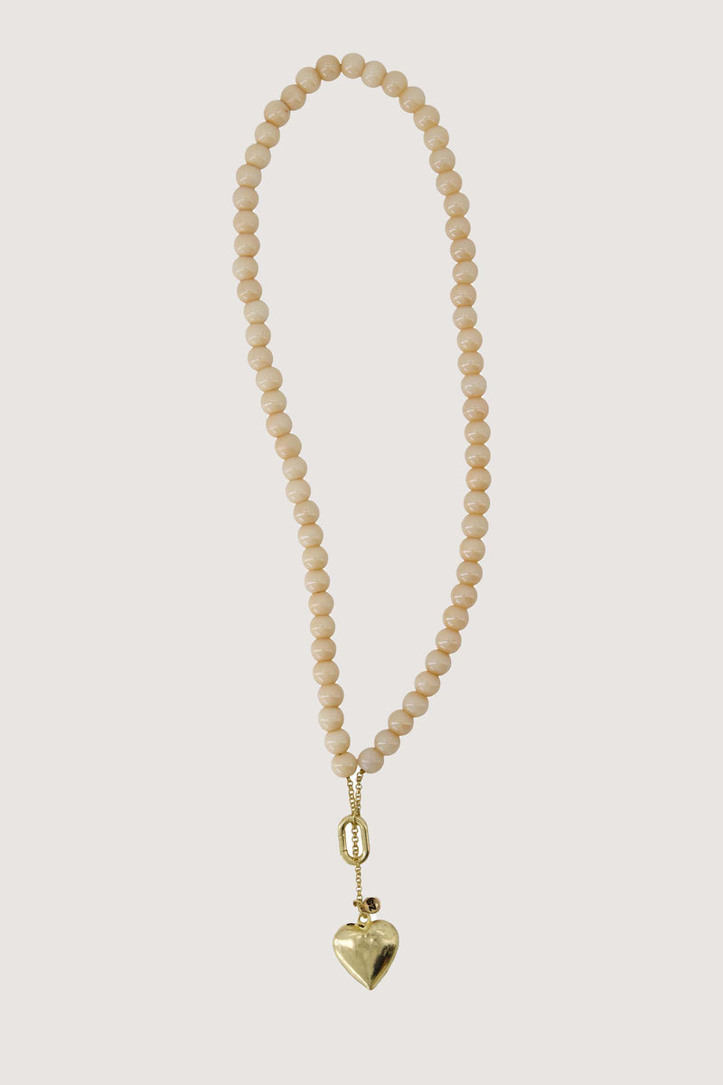 ketting van kralen met hart | ivoor