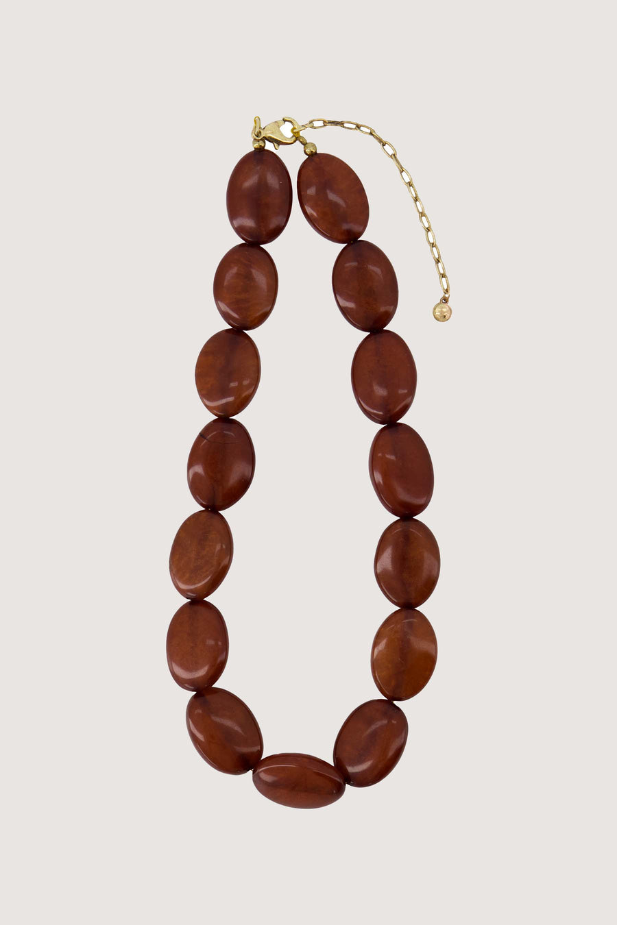 ketting van platte kralen | mid brown