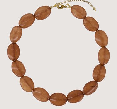 platte kralen ketting | warm camel