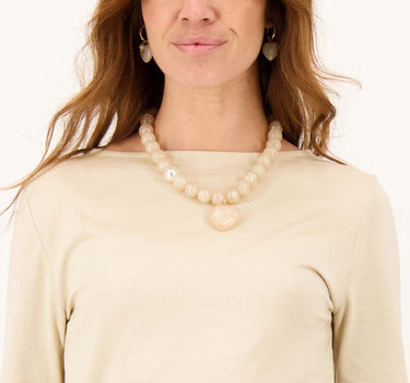 chunky beads ketting met hart hanger | grey oyster