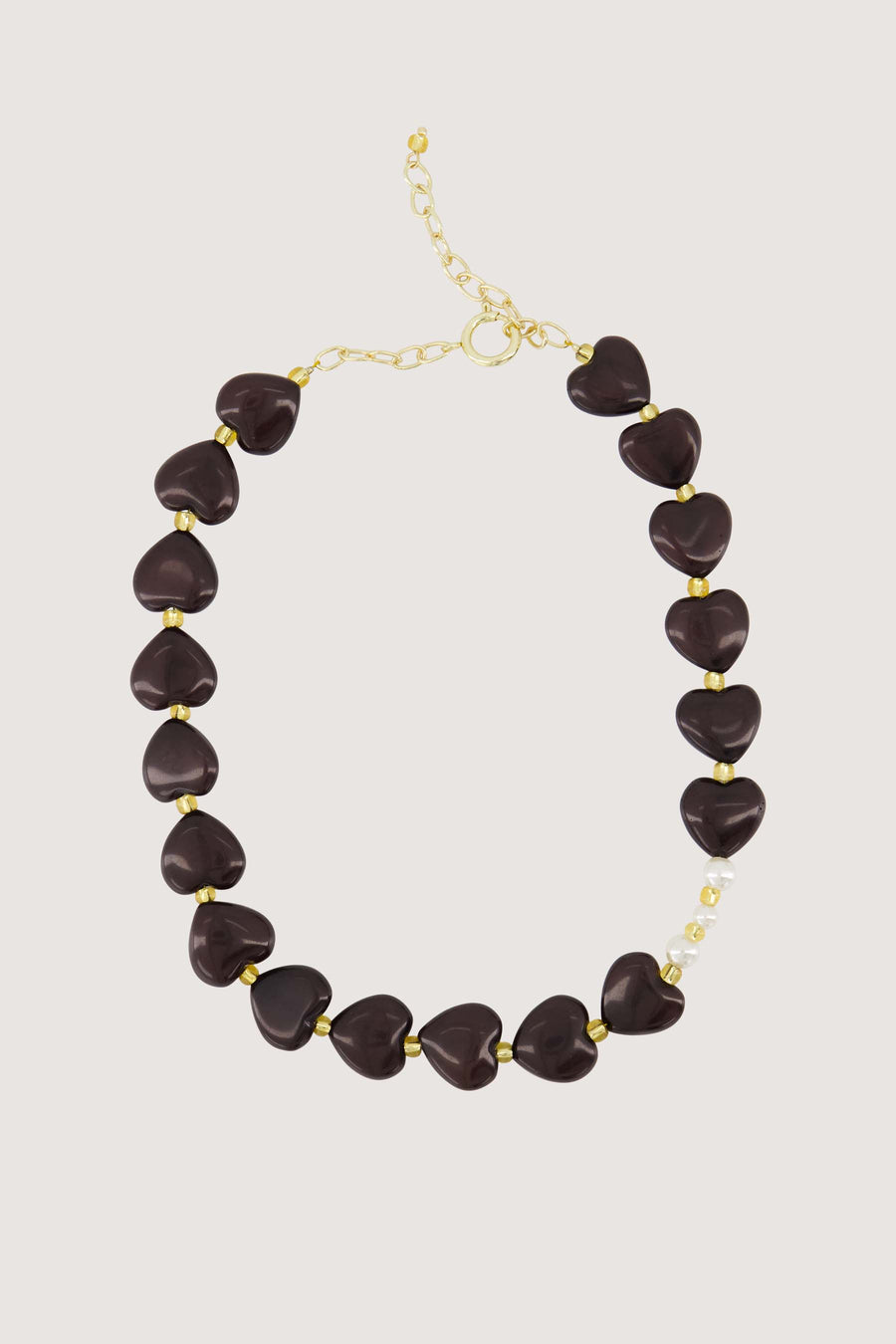 hart ketting met parels | dark choco