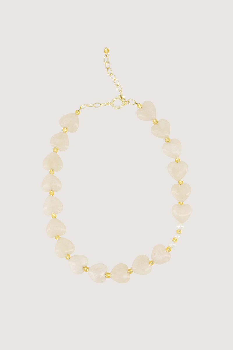 hart ketting met parels | grey oyster