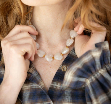 hart ketting met parels | grey oyster