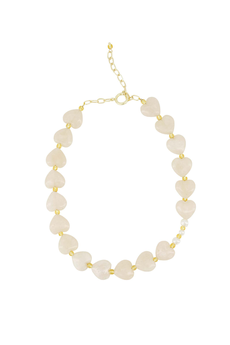 heart necklace with pearls | grey oyster