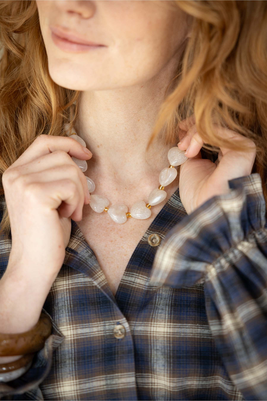 hart ketting met parels | grey oyster