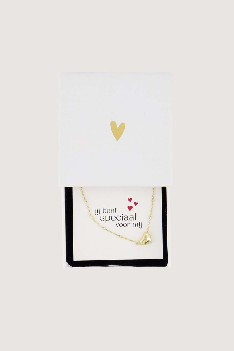 ketting hartje in schuifdoosje speciaal | white / red