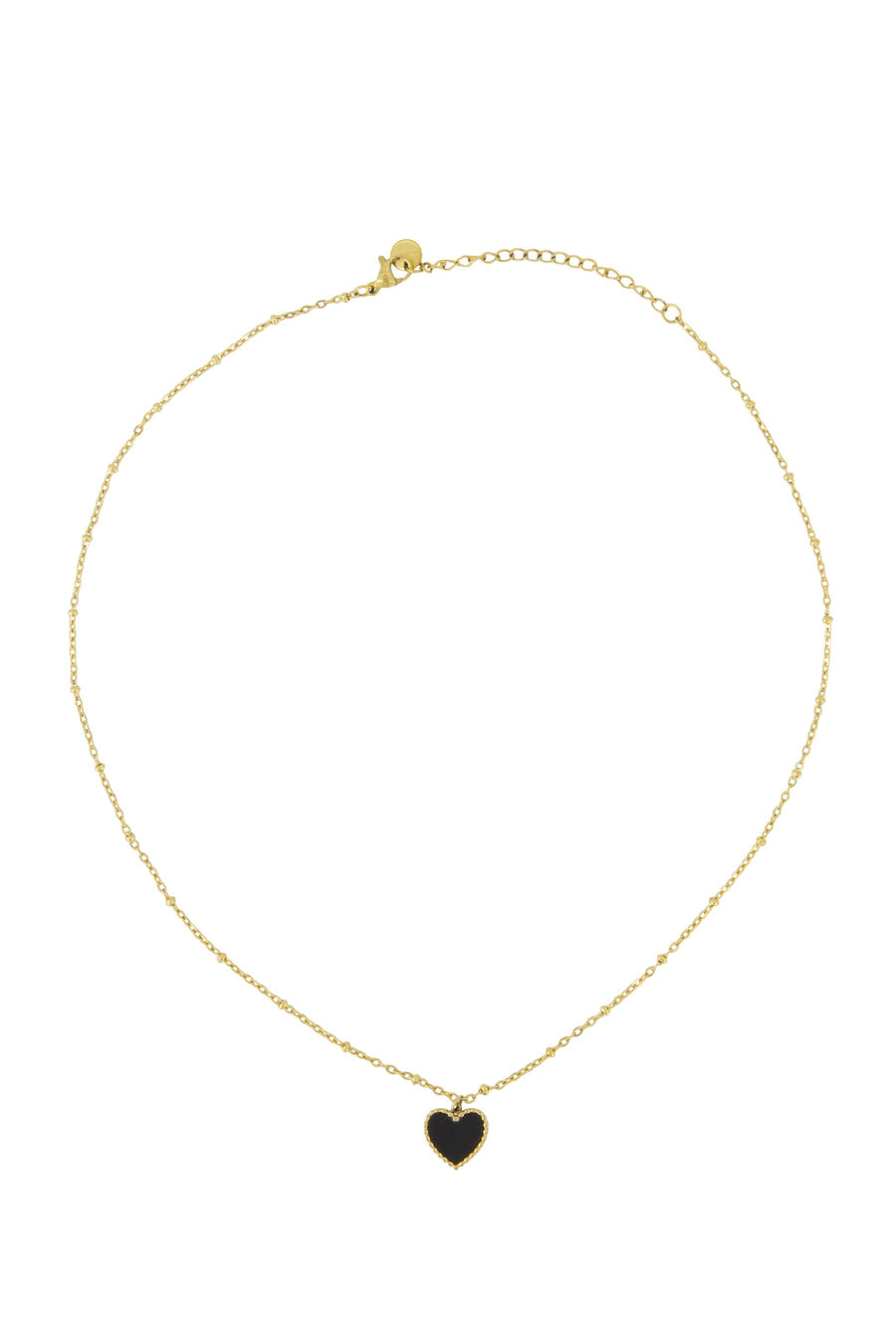 ketting met hartbedel | black / gold