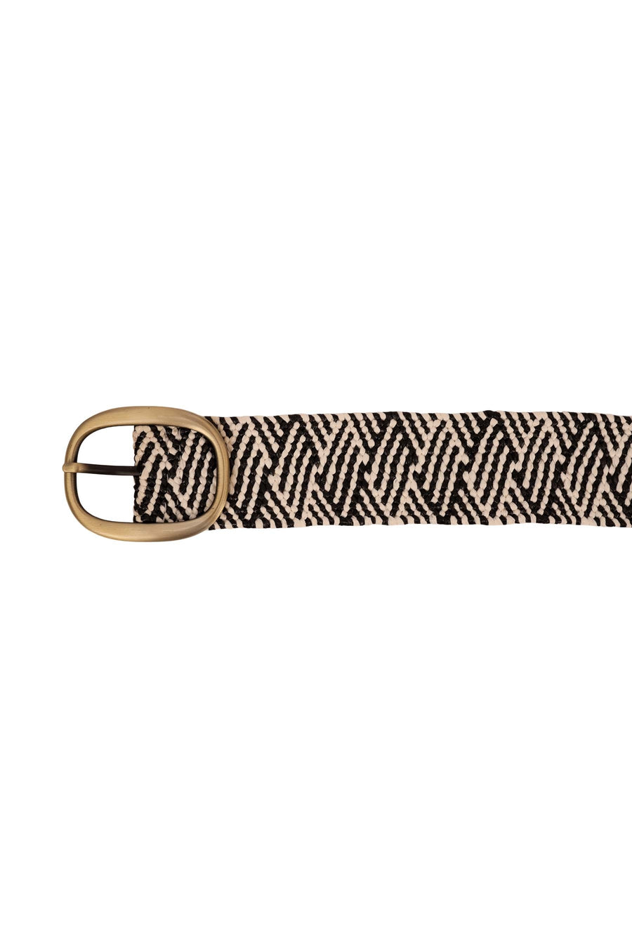 raffia belt with pattern | off-white / black