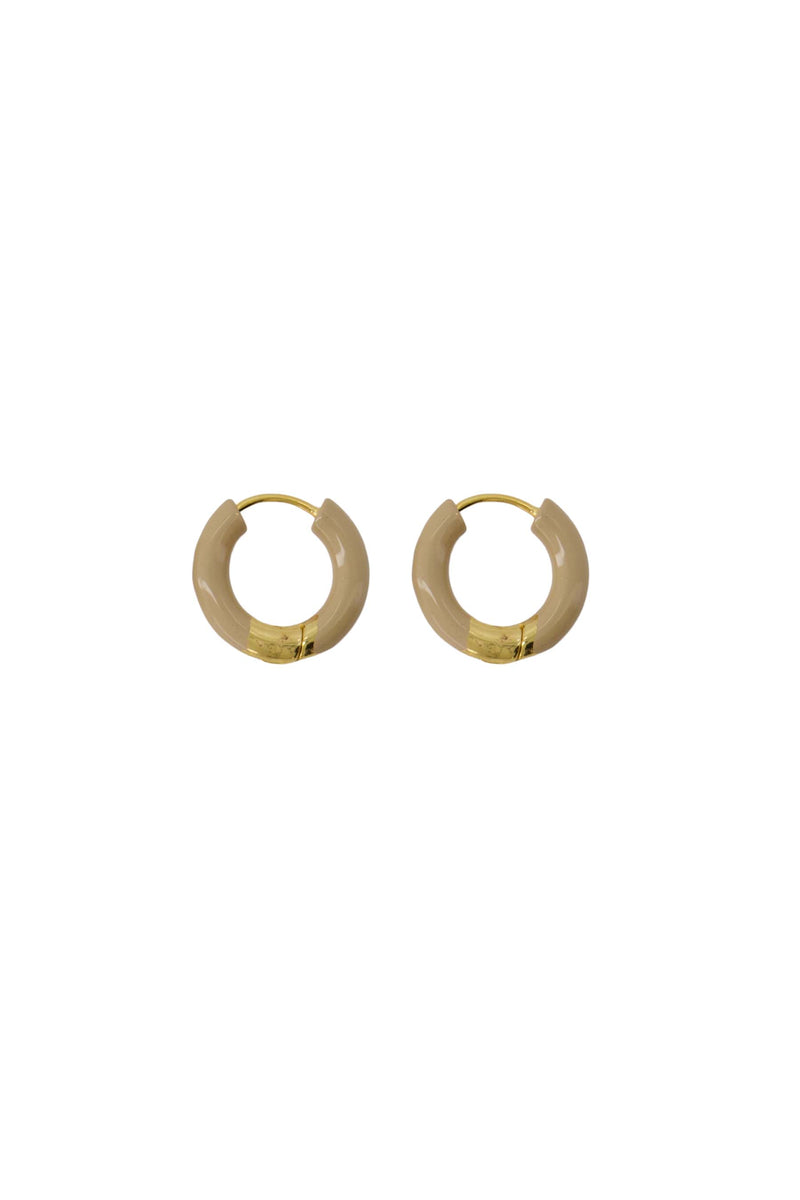 ring oorbellen beige/ goud | goud