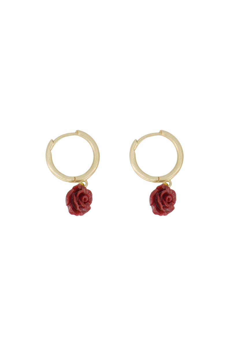 oorringen met roosje | classy red / gold