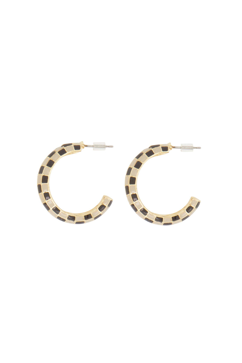 oorringen met blok patroon | kit / mid brown