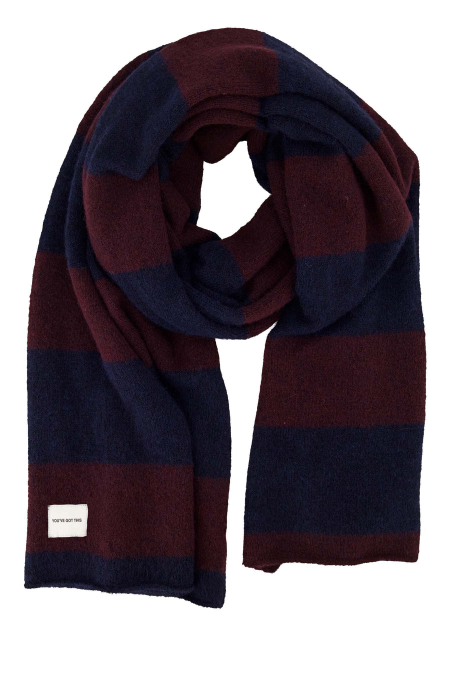 streep sjaal blokstreep | dark navy / burgundy