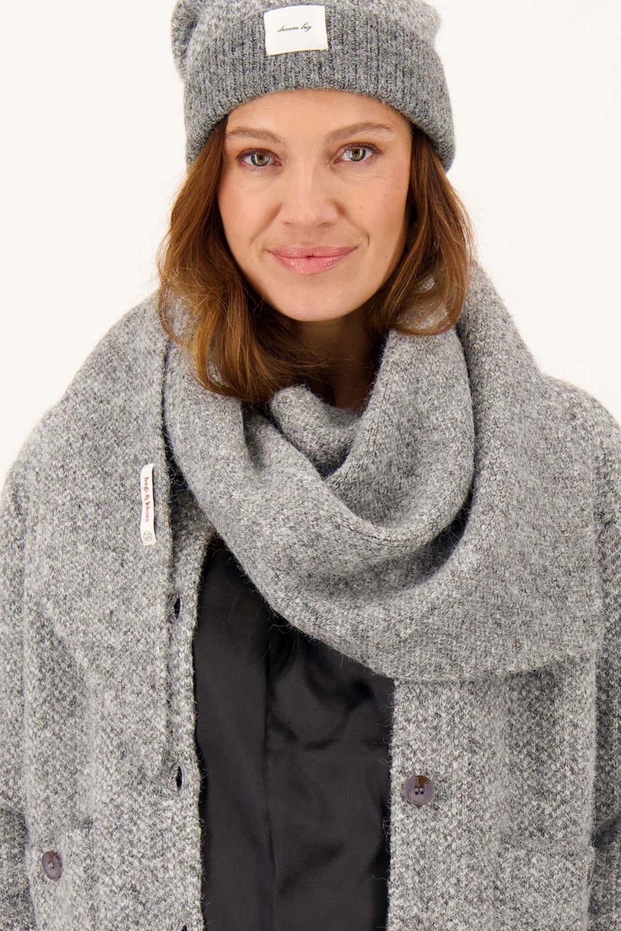 visgraat triangle sjaal | grey melange