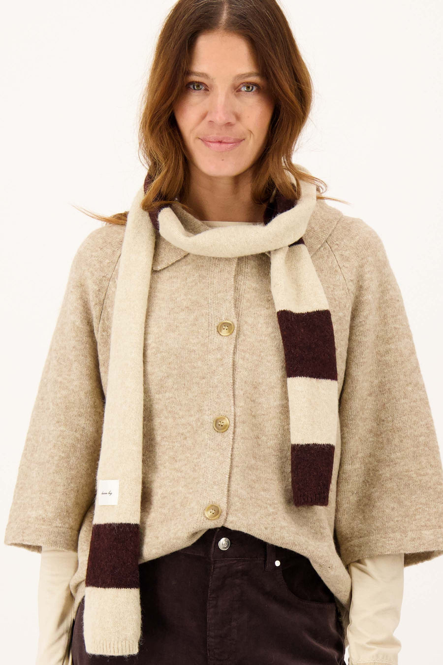 streep dunne sjaal 2 tone | dark choco / grey oyster