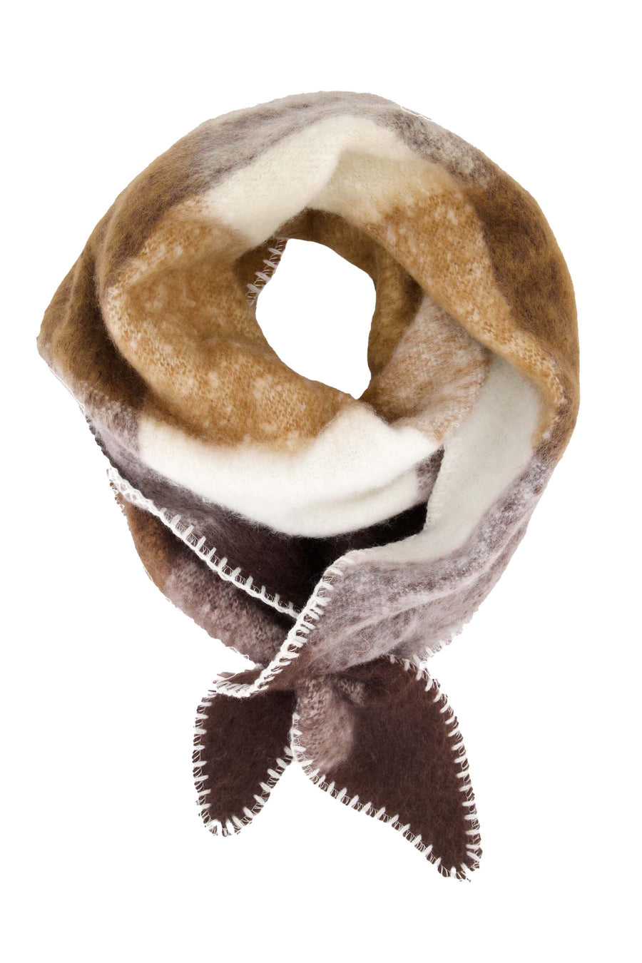 driehoek sjaal ruit | grey oyster/ hazelnut/ dark choco