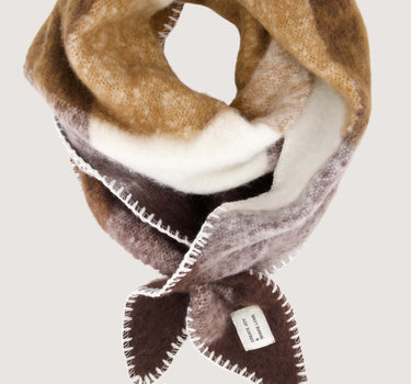 Triangular Checkered Scarf | Grey Oyster/Hazelnut/Dark Chocolate
