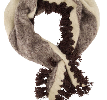 driehoek sjaal streep | dark choco / grey oyster