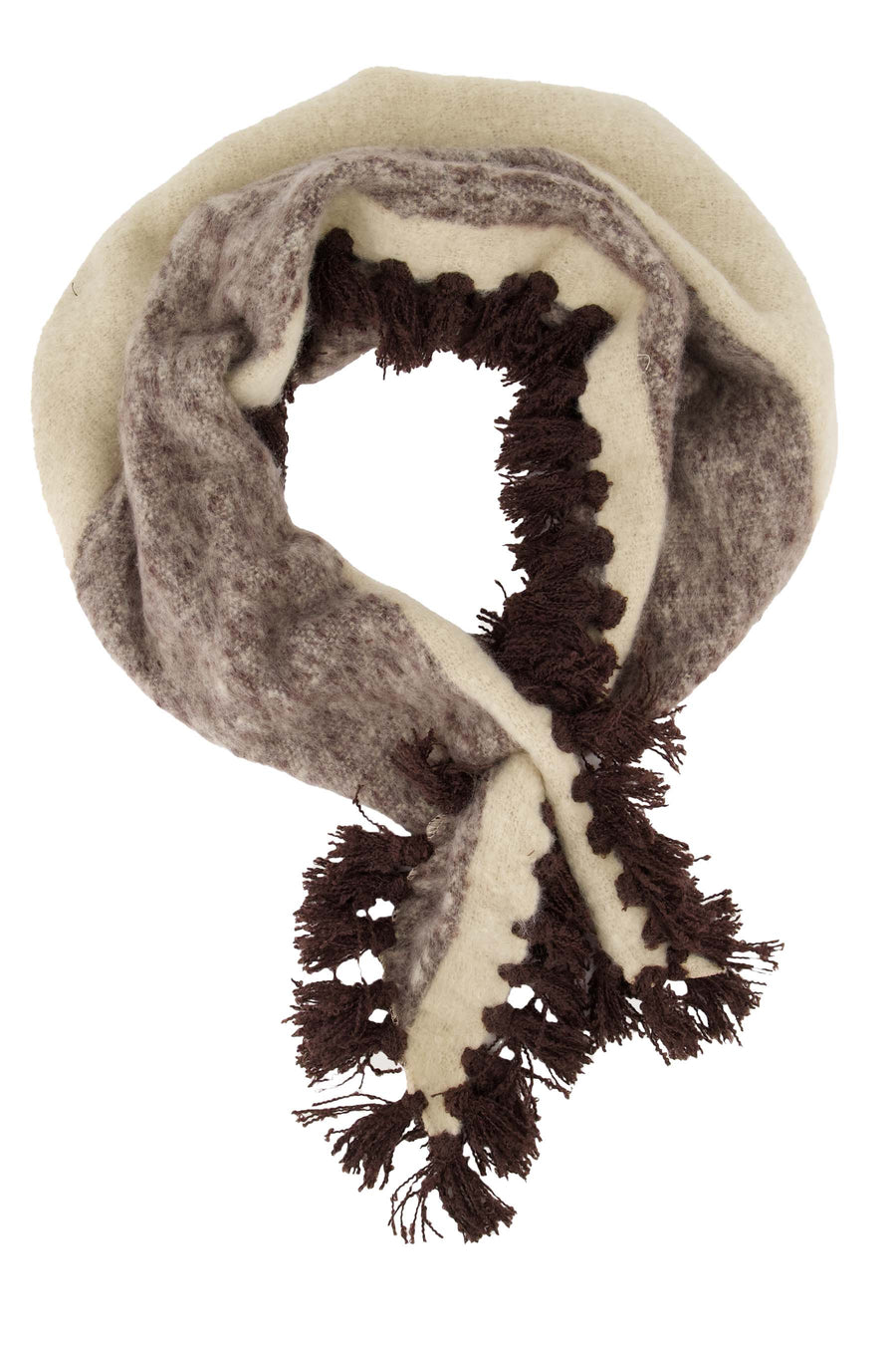 driehoek sjaal streep | dark choco / grey oyster