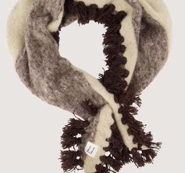 driehoek sjaal streep | dark choco / grey oyster