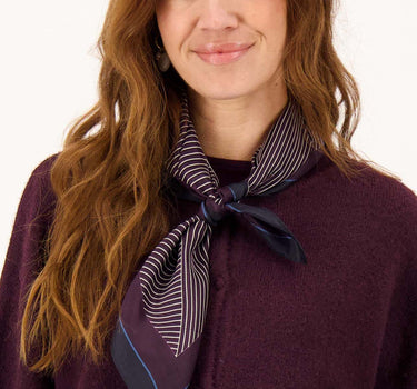 vierkant zijde sjaaltje met streep 60x60 | dark navy / ocean blue / burgundy