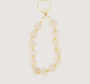 sleutelhanger met hartjes en parels | grey oyster