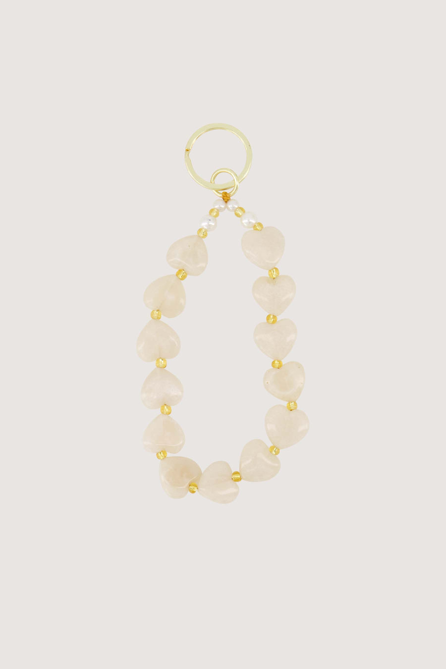 sleutelhanger met hartjes en parels | grey oyster