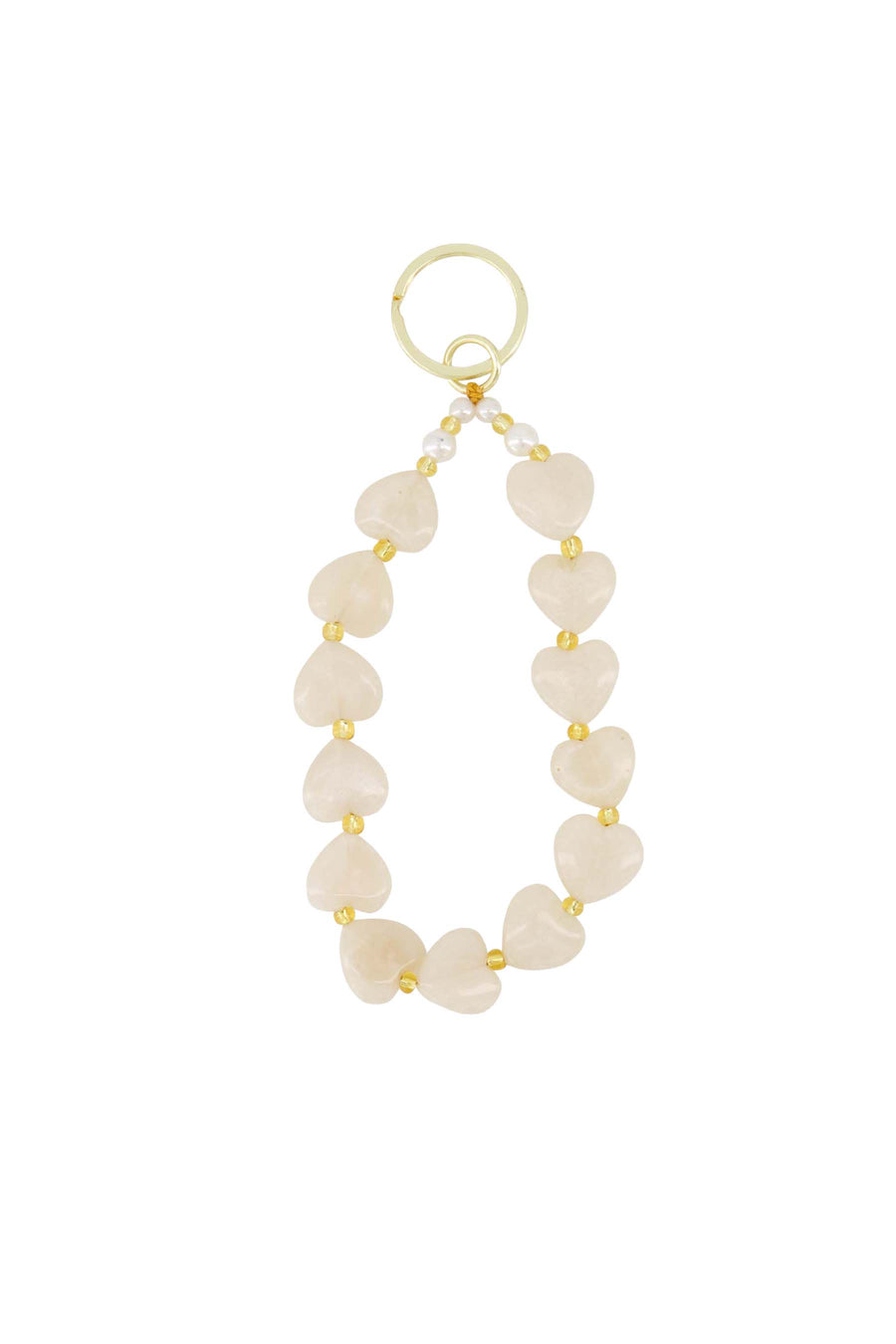 sleutelhanger met hartjes en parels | grey oyster