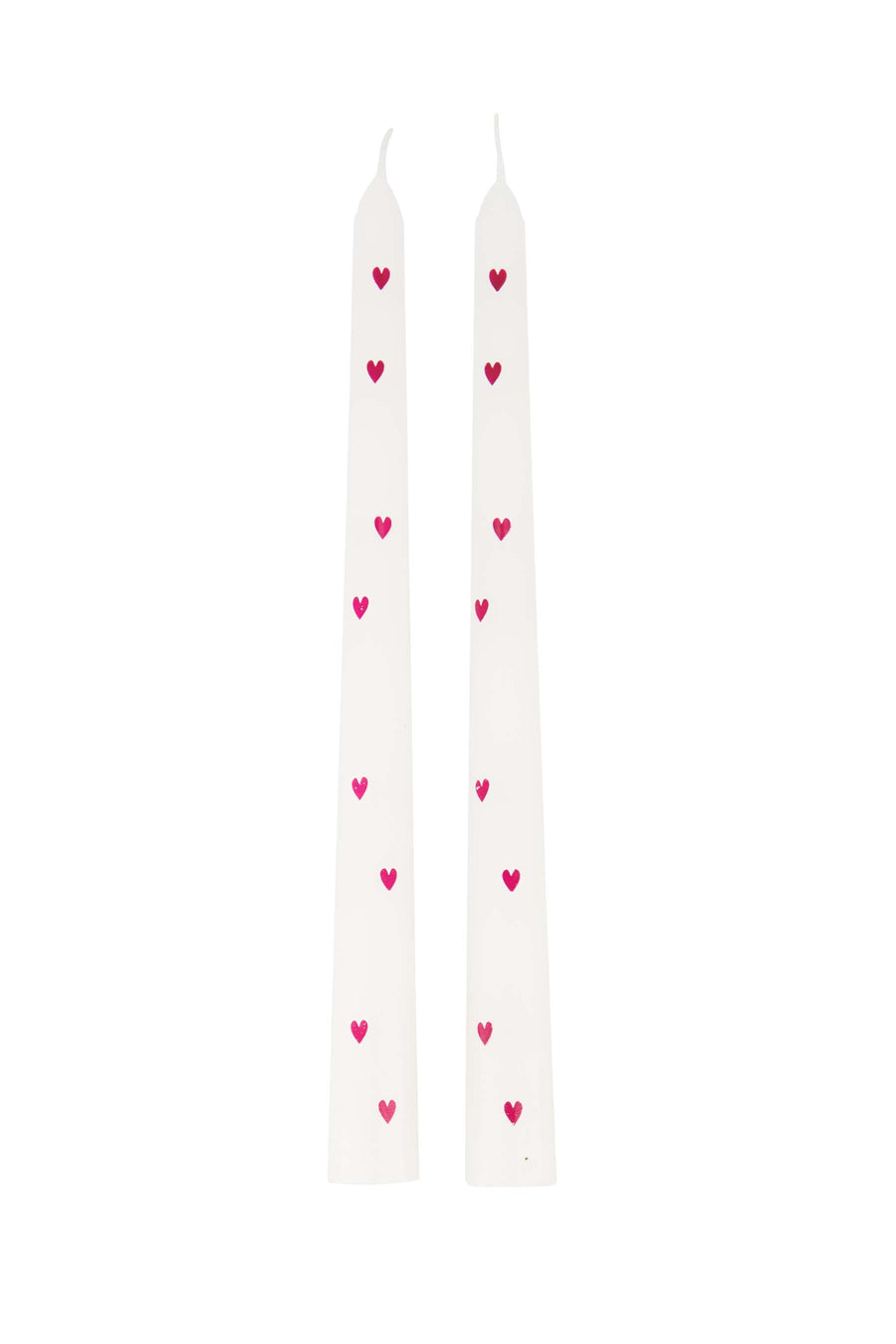 Set van 2 Kaarsen Hartjesprint | white / red