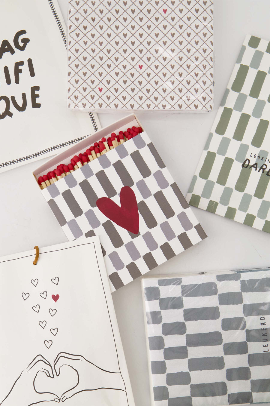 lucifers rood hartje grijs/groen | grijs / groen