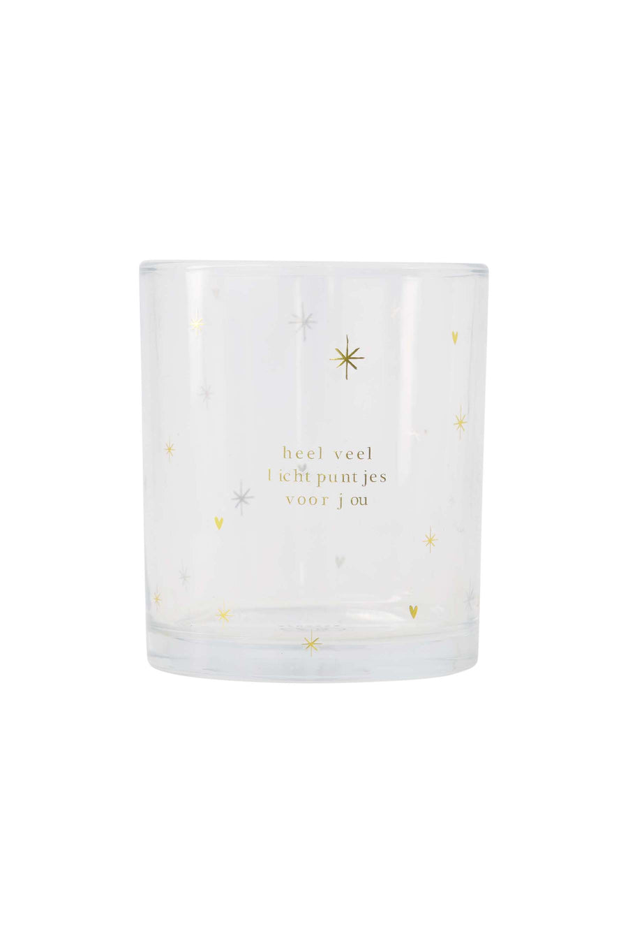 waxinelichthouder glas sterren transparant/goud | transparant / goud