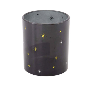waxinelichthouder glas sterren zwart/goud | zwart / goud