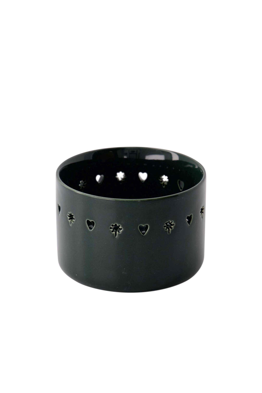 waxinelichthouder keramiek hart/ster | donkergroen