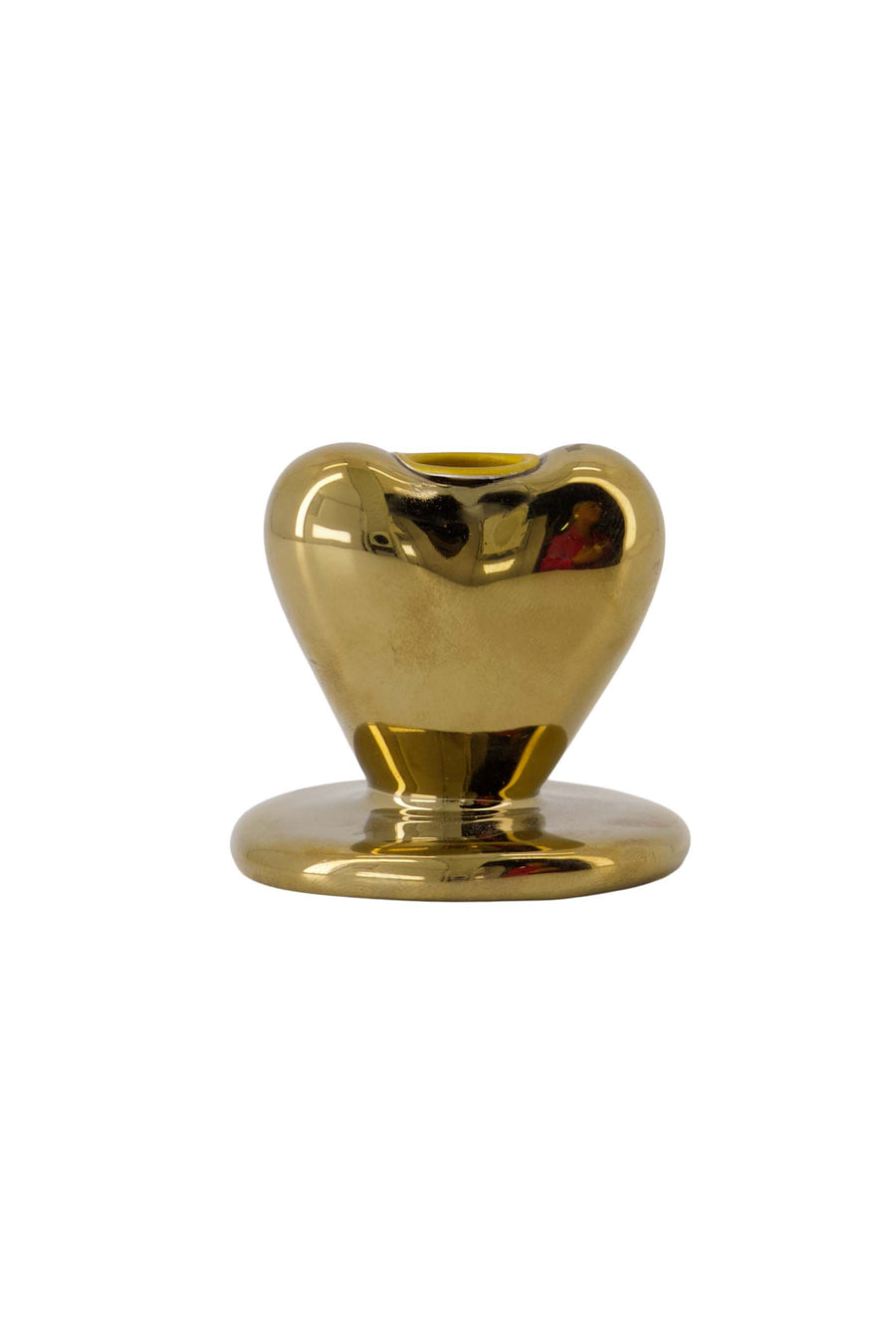 small ceramic candle holder heart | gold