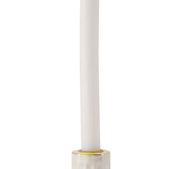 kandelaar keramiek parelmoer ribbel | white / gold van Zusss, kandelaar met ribbel en goudaccent.