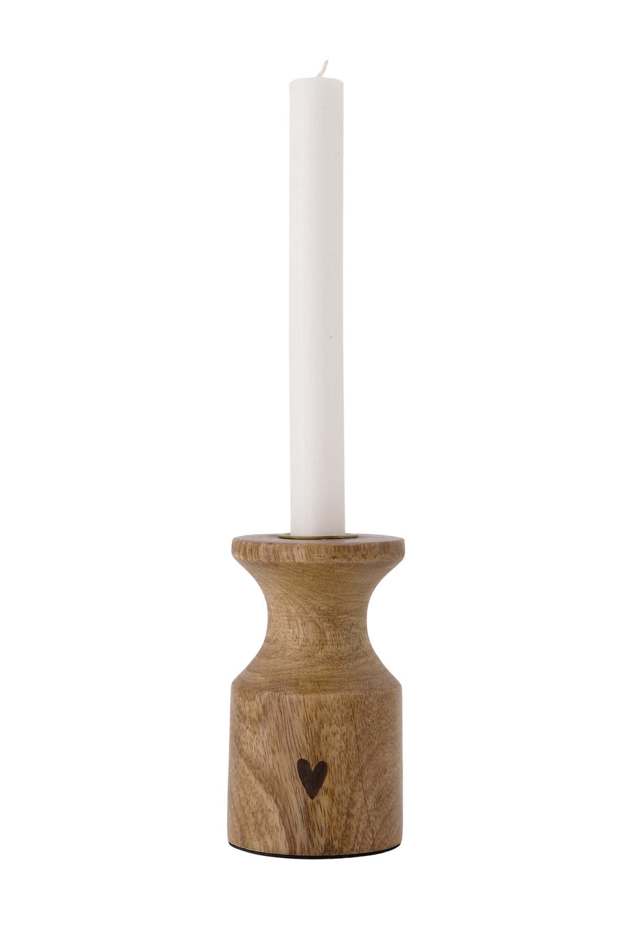 wooden candle holder with heart | natural