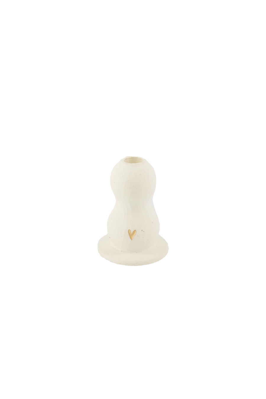 kandelaar keramiek hartje organisch | white / gold