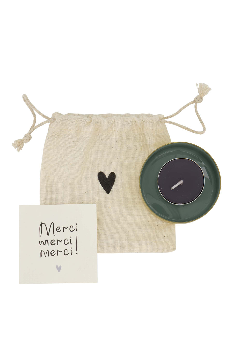 waxinelichthouder metaal in zakje | grijsblauw / goud