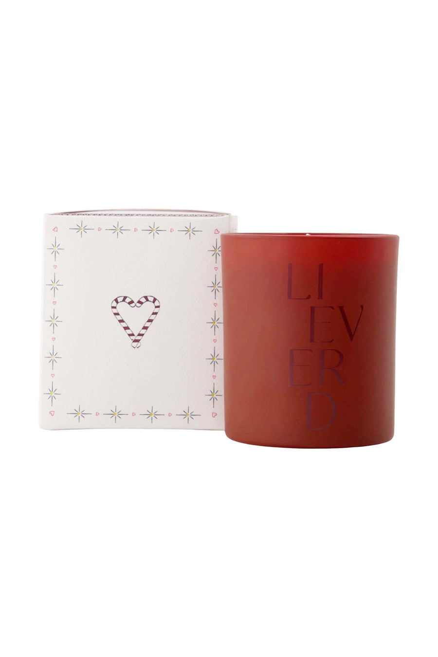 geurkaars glas in doosje lieverd wit/donkerrood | white  / dark red