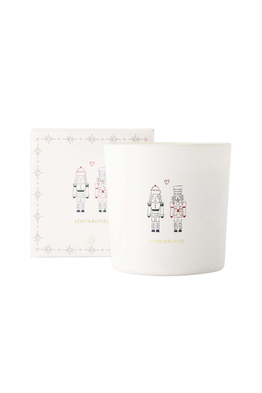 geurkaars glas in doosje notenkrakers kerstknuffel wit | wit