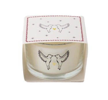 scented candle in wrapper birds white/red/gray-blue | white / red / gray-blue