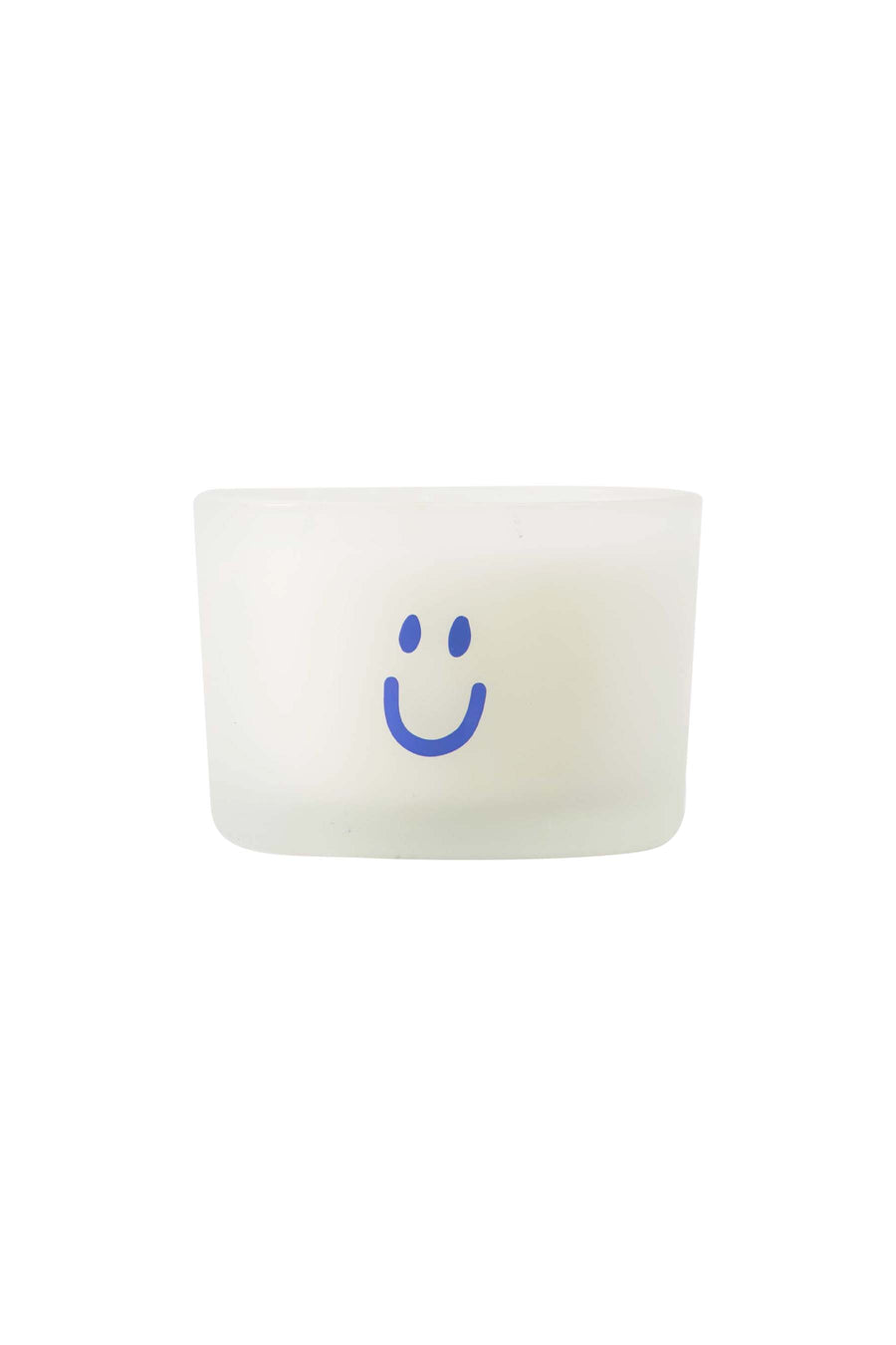 geurkaarsje glas smiley wit/blauw | wit / blauw
