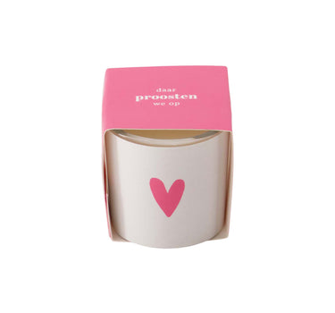 geurkaarsje in wikkel proosten wit/roze | white / pink