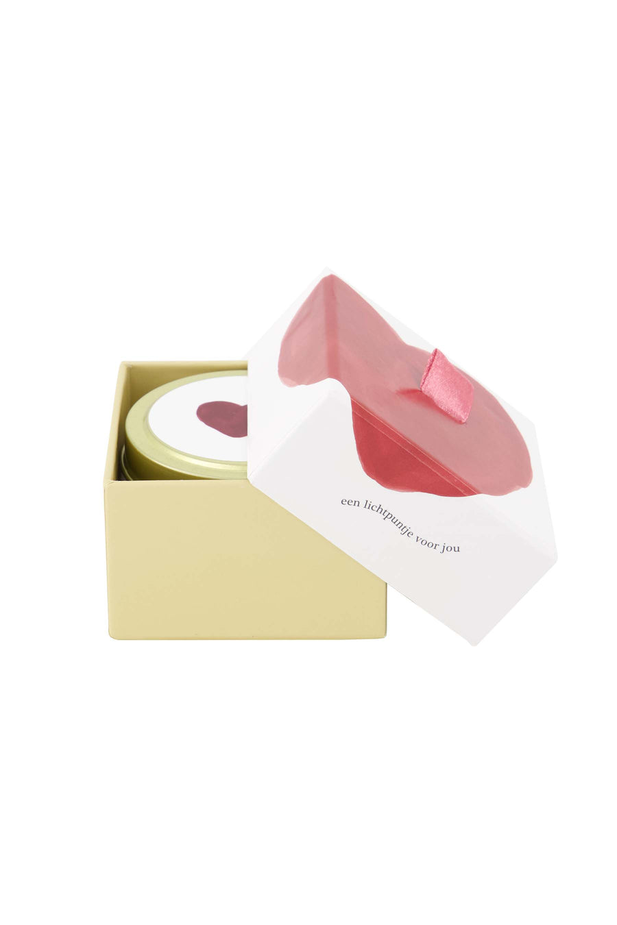 geurkaarsje tinnen in doosje lichtpuntje wit/rood | wit / rood