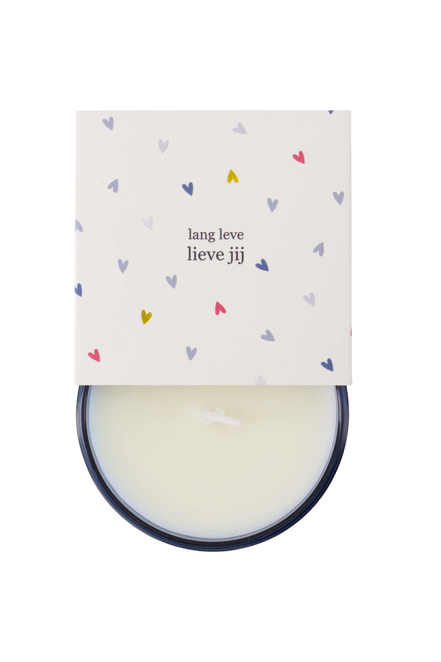 geurkaars in wikkel hoera | blauw